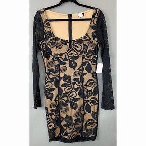 GLAMAZON Black Lace Sleeve Dress